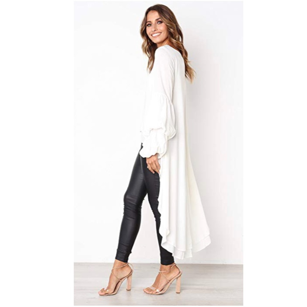 🌟NORA Womens High-Low Ruffle Sleeve Blouse🌟